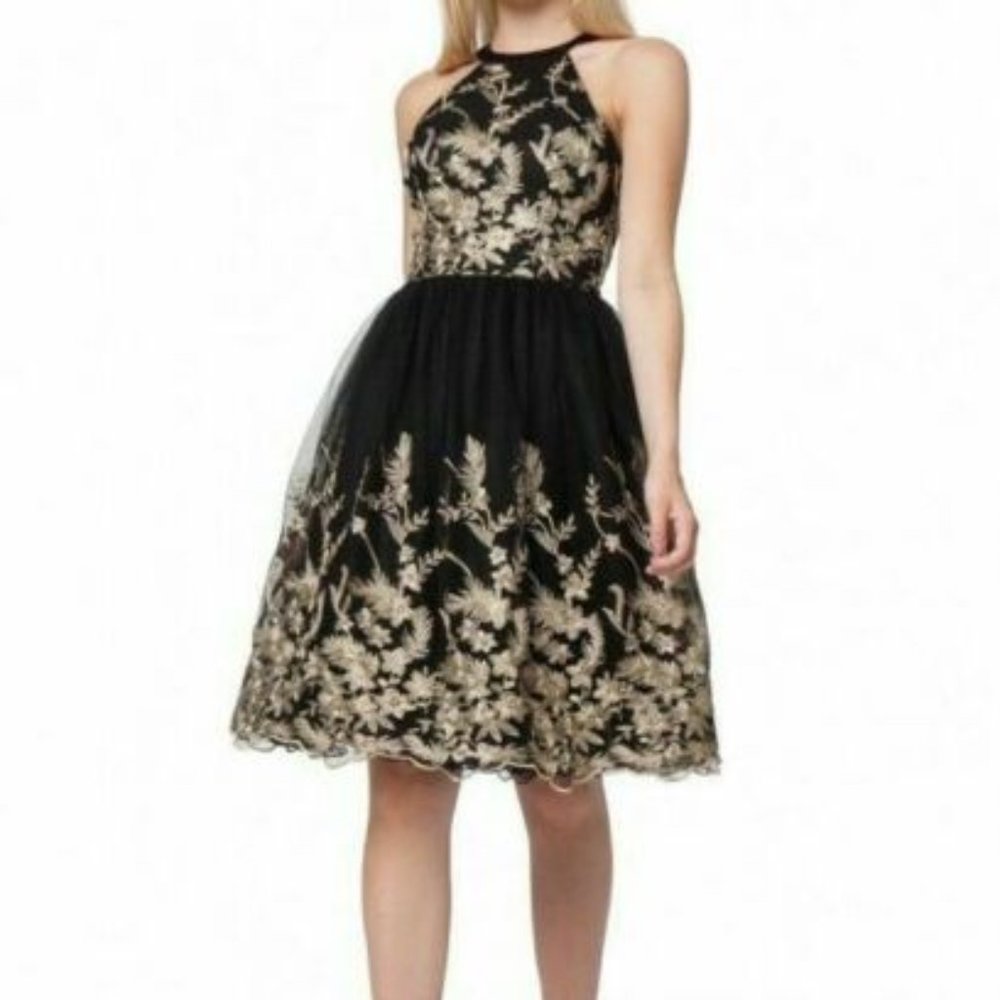 ModCloth ChiChi London Bobbie Dress Black & Gold